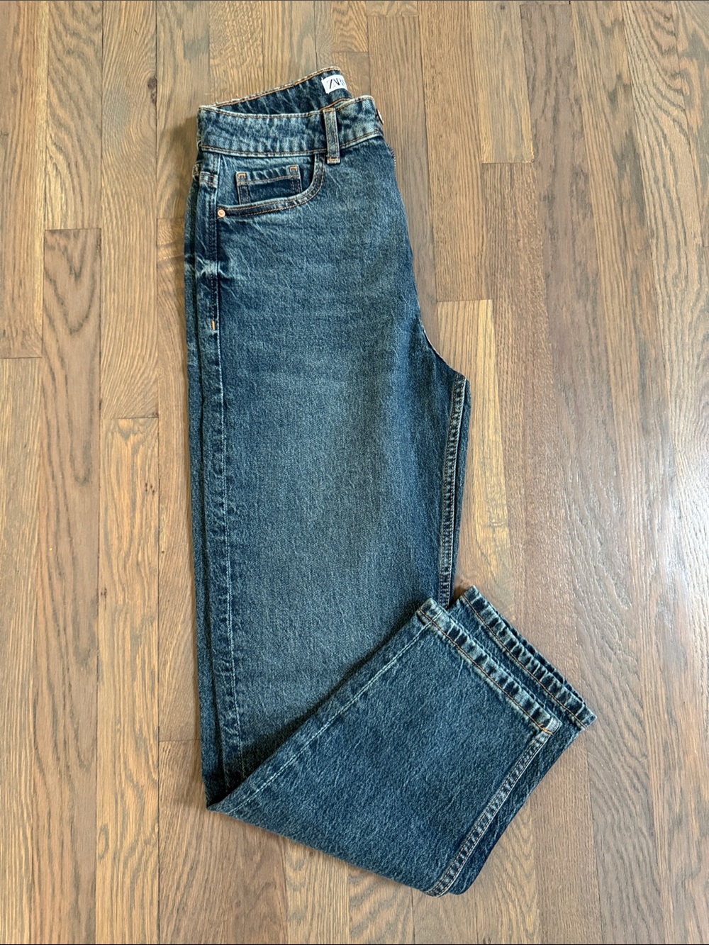 Zara Navy Blue Mom Fit Jeans